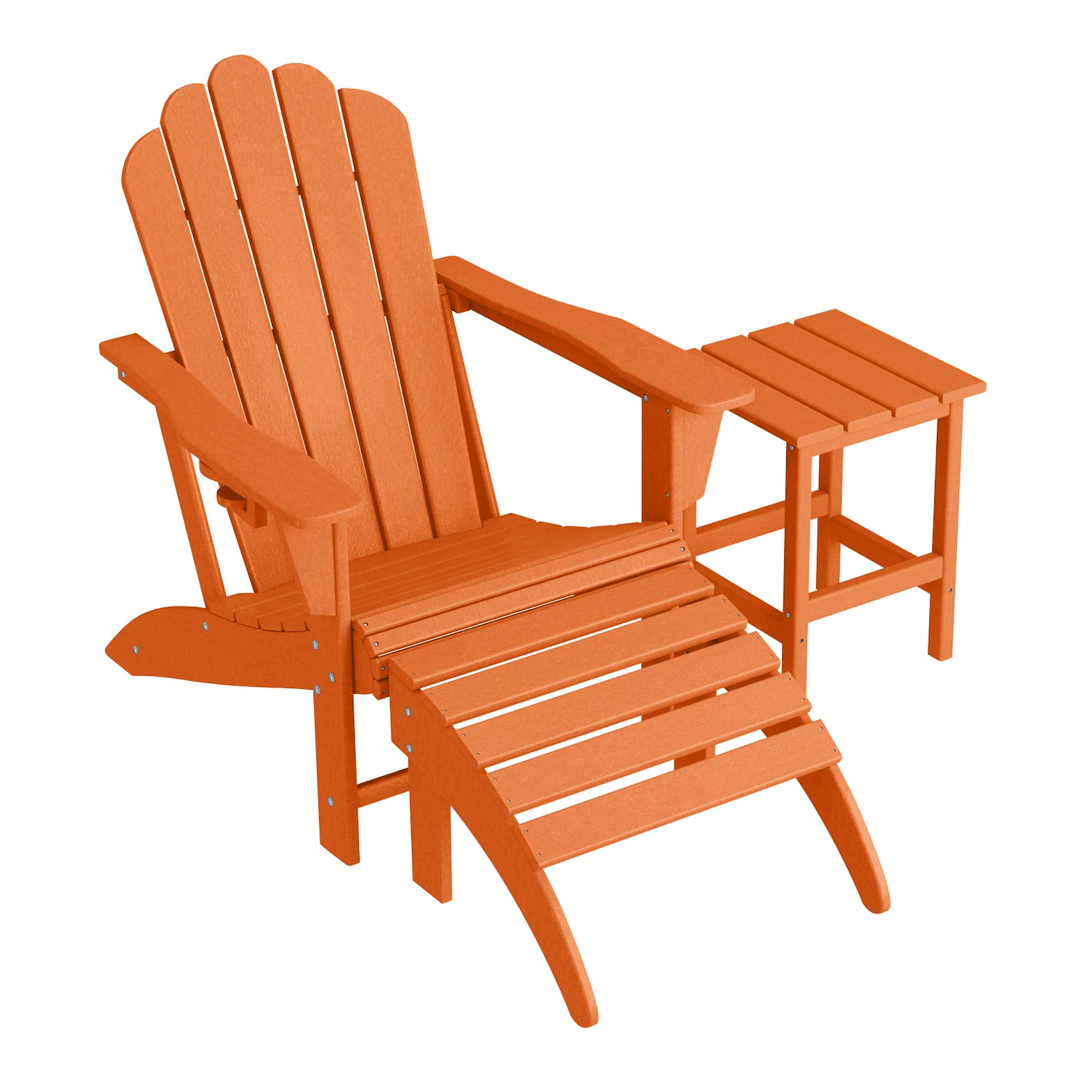 WestinTrends - Highland 3-Piece Adirondack Chair with Cup Holder and Folding Ottoman and Table Set - Orange price history on PriceWatchPro