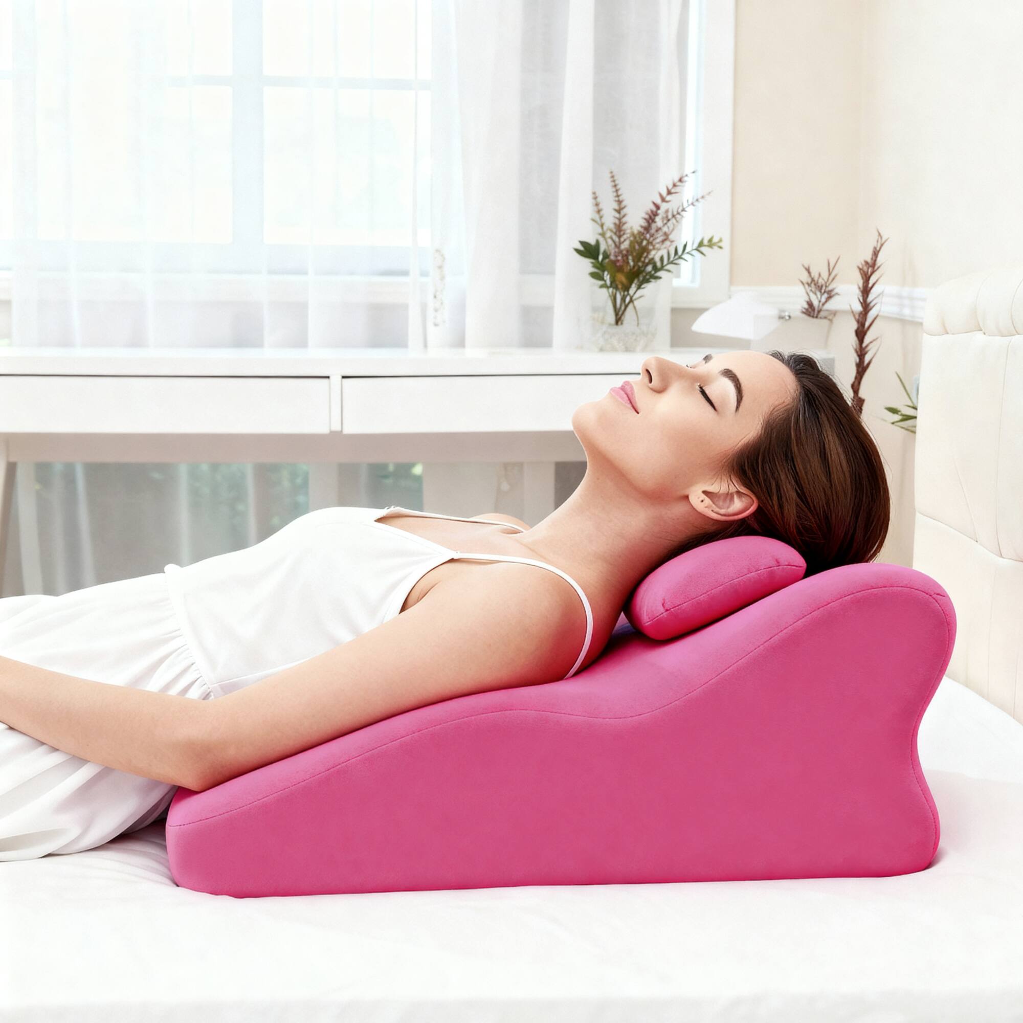 Alt View 1. GOODSILO - Ergonomic Posture Support Pillow for Legs, Lumbar, and Back - Multi-Functional Comfort Cushion - Pink.