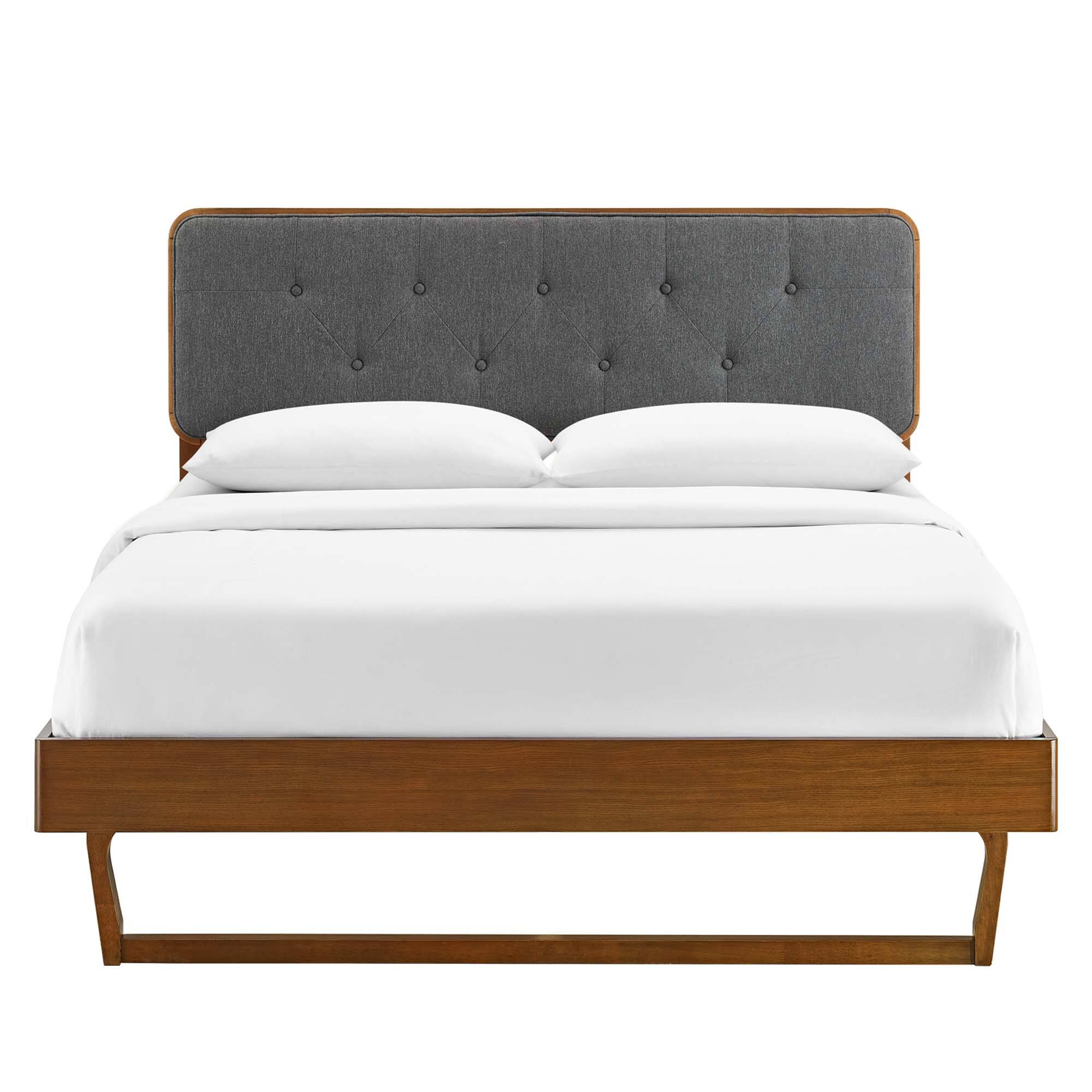 Alt View 6. Modway - Bridgette Wood King Platform Bed With Angular Frame - Brown.
