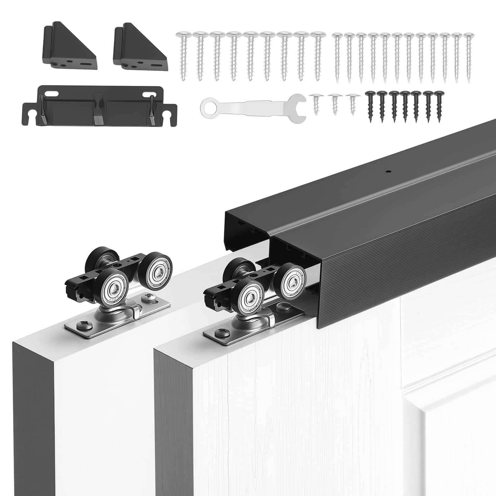 VEVOR - Bypass Sliding Door Hardware Kit, 6 ft Aluminum Alloy Dual-Track Bypass Door Hardware, Smooth and Quiet Sliding - Black price history on PriceWatchPro