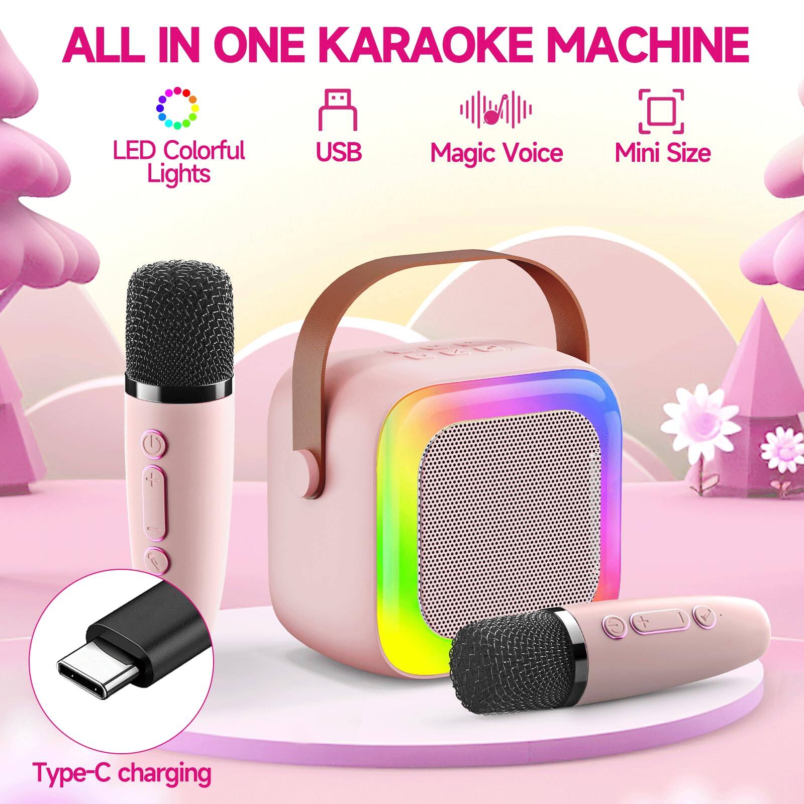 ALL IN ONE KARAOKE MACHINE

- LED Colorful Lights
- USB
- Magic Voice
- Mini Size
- Type-C charging