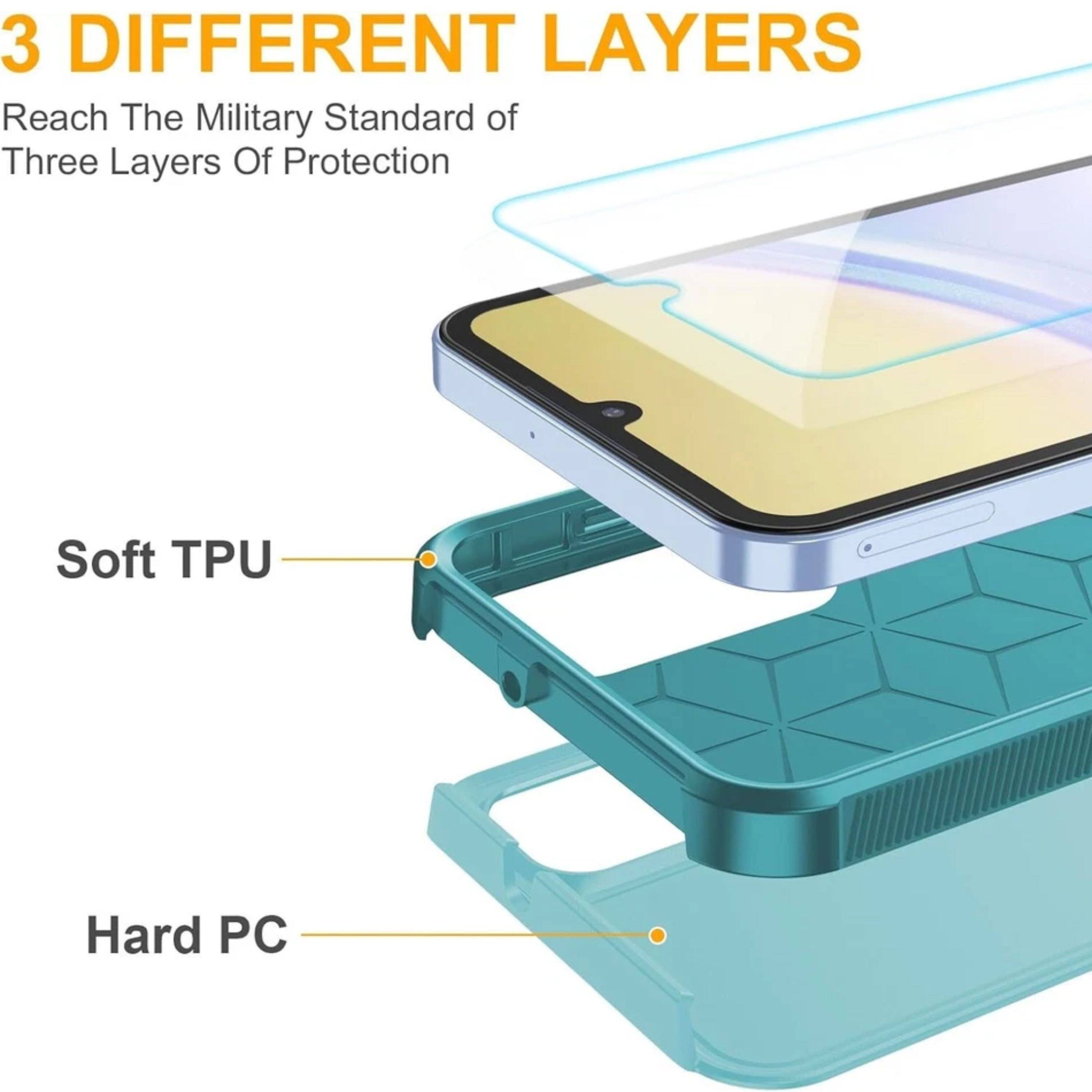 3 DIFFERENT LAYERS  
Reach The Military Standard of Three Layers Of Protection  
Soft TPU  
Hard PC