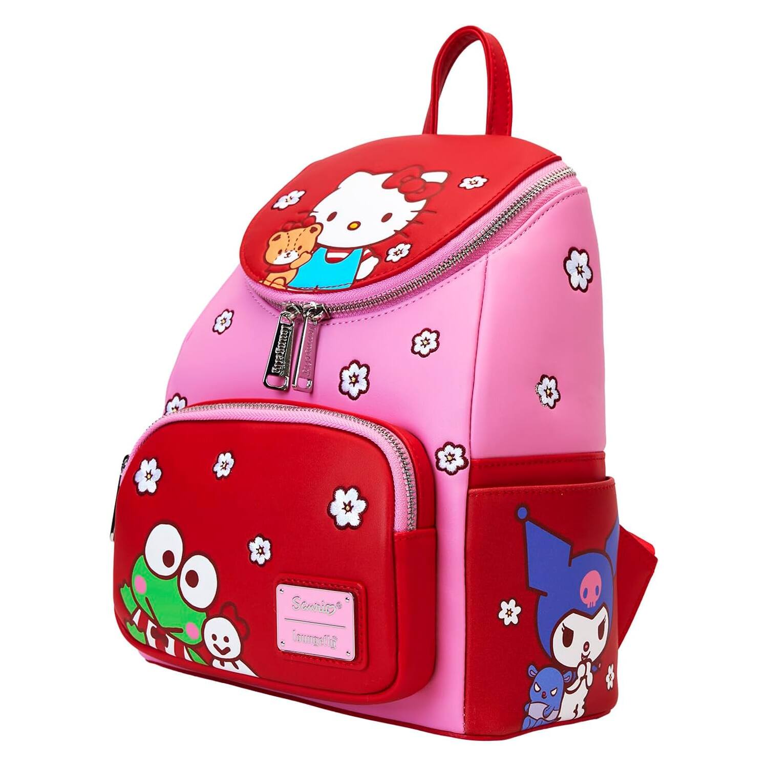 Alt View 1. LoungeFly - Loungefly Sanrio Hello Kitty & Friends Pink Mini Faux Leather Shell Backpack - Multicolored.