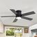 Left. Breezary - 42"/52" Flush Mount Low Profile Ceiling Fan with LED Light, 5 Blades, DC Motor, Remote Control and Timer, for Indoor Use - Black-42 in.