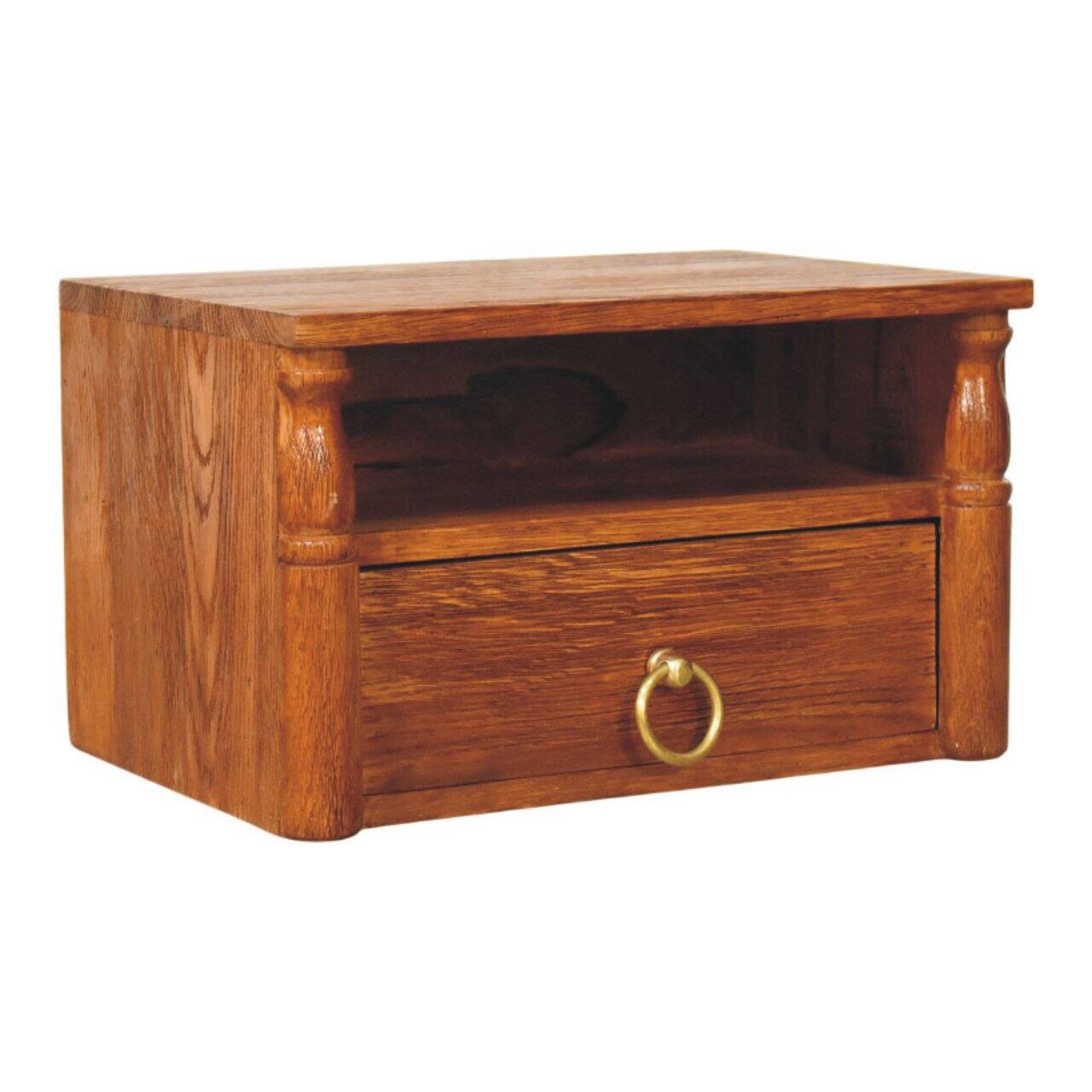 Angle. Artisan Furniture - Artisan Furniture Solid Wood Turned Pillar Wall Nightstand - Brown.