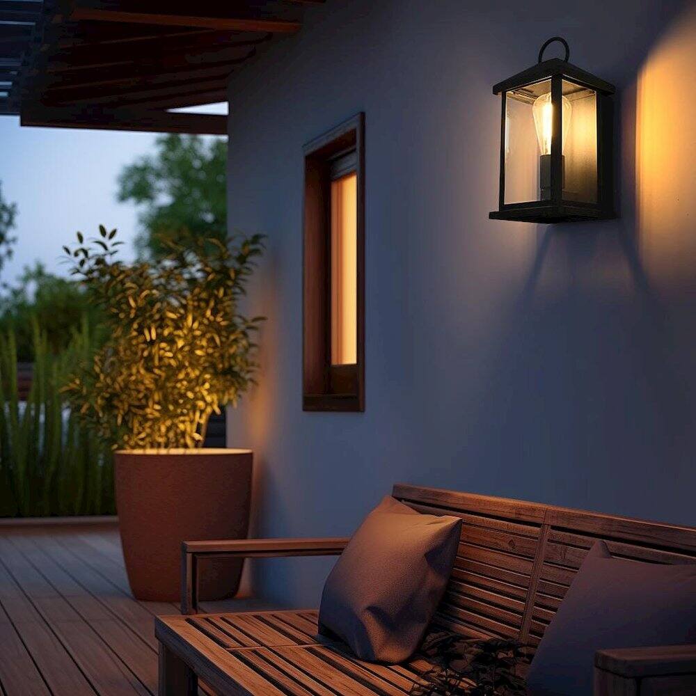 Alt View 4. Elegant Lighting - Neil 6 Inch Outdoor Wall Sconce In Black - Black.