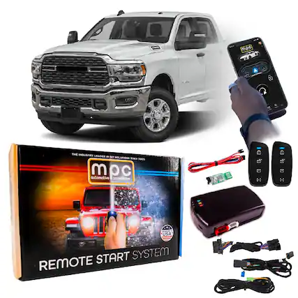 Sure, here is the corrected and grouped text from the image:
---
**MPC Automotive Accessories**
**THE INDUSTRY LEADER IN DIY SOLUTIONS SINCE 2005**
**REMOTE START SYSTEM**
**MADE IN USA**
---
This text is taken from the packaging and the image of the product.