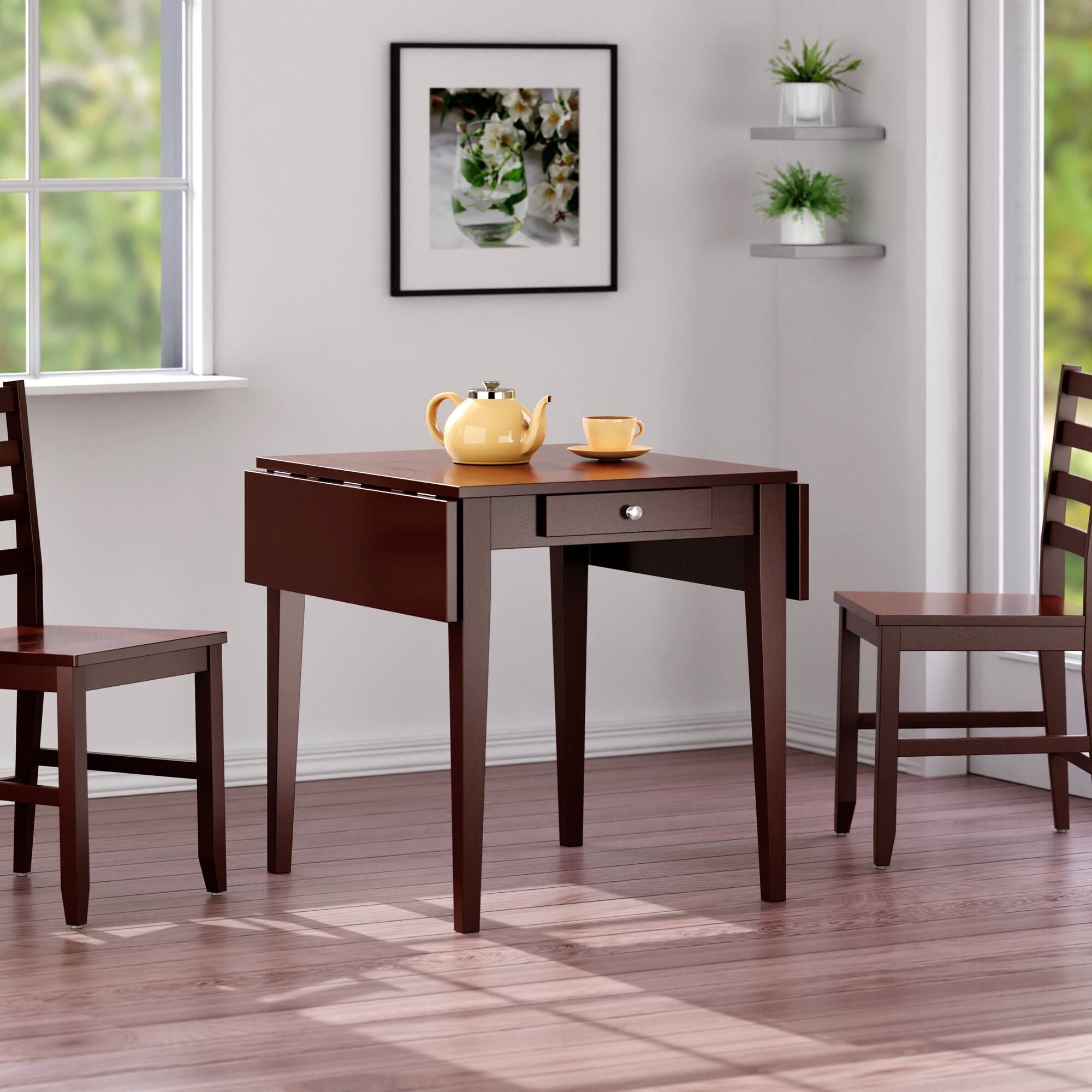 Alt View 8. Winsome Wood - Hamilton Double Drop Leaf Dining Table - Walnut.