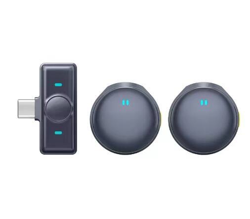 Front. Cluzine - Type-C Wireless Lavalier Microphone, 2 Mics, AI Noise Reduction, Plug & Play for Interviews & Vlogs.