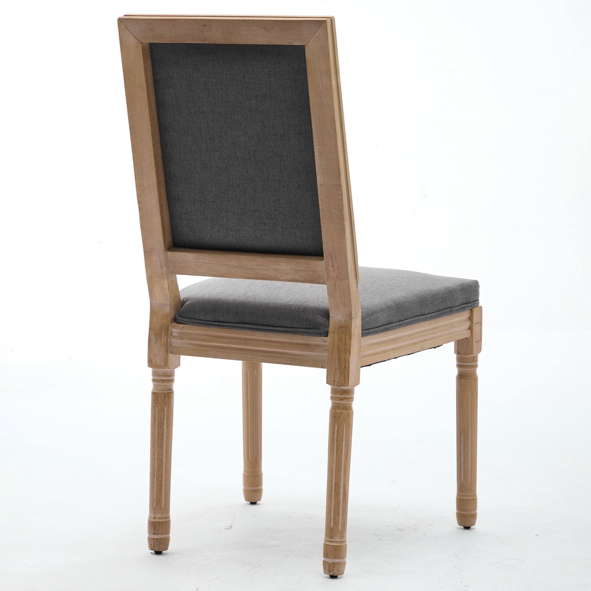 Alt View 2. GOODSILO - Elegant French Style Dining Chairs Set of 2 with Square Backrest and Carved Wood Frame for Home and Restaurant - Gray.