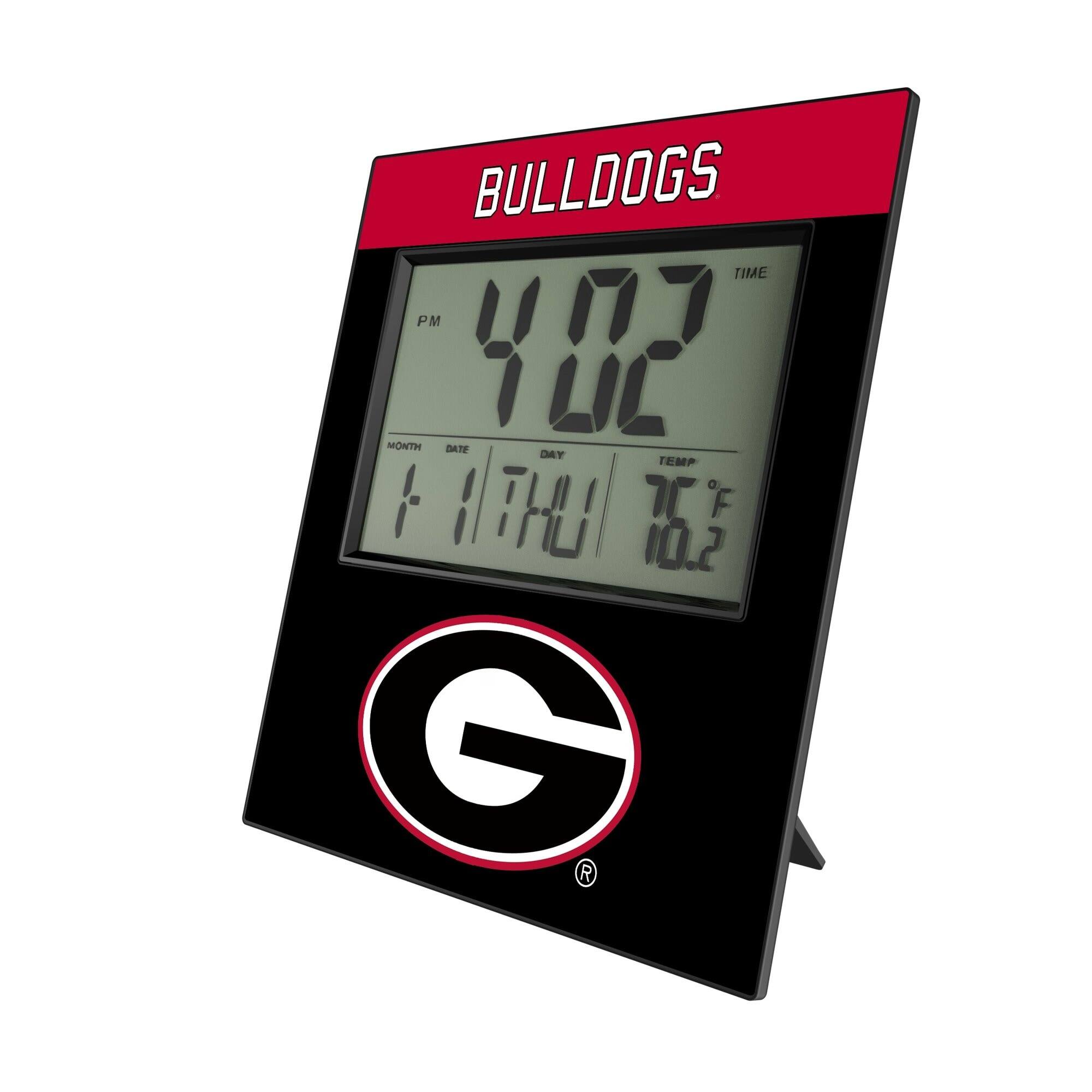 Keyscaper - Georgia Bulldogs Color Block Digital Desk Clock - Multicolor