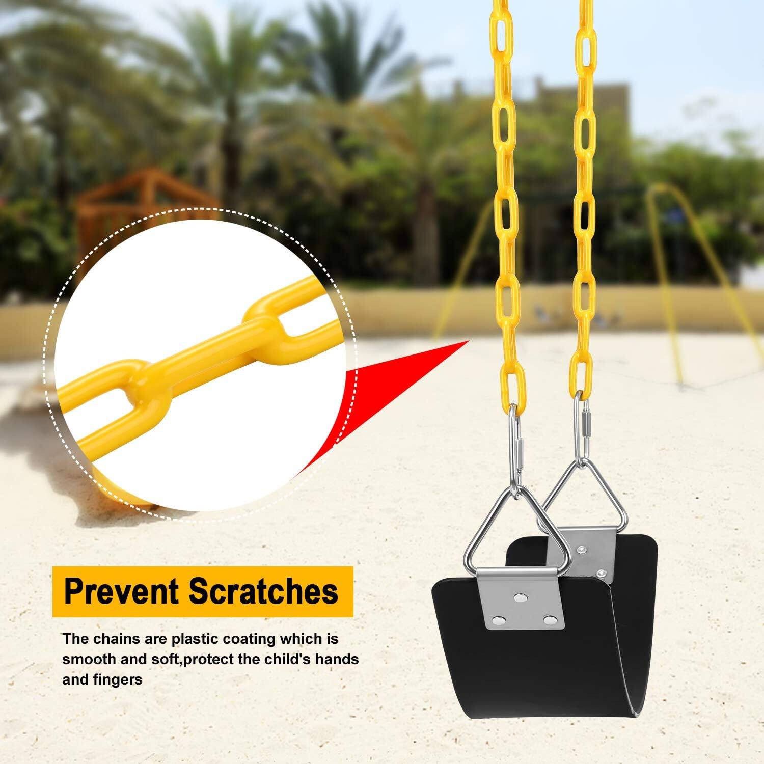Prevent Scratches

The chains are plastic-coated, which is smooth and soft, protecting the child's hands and fingers.