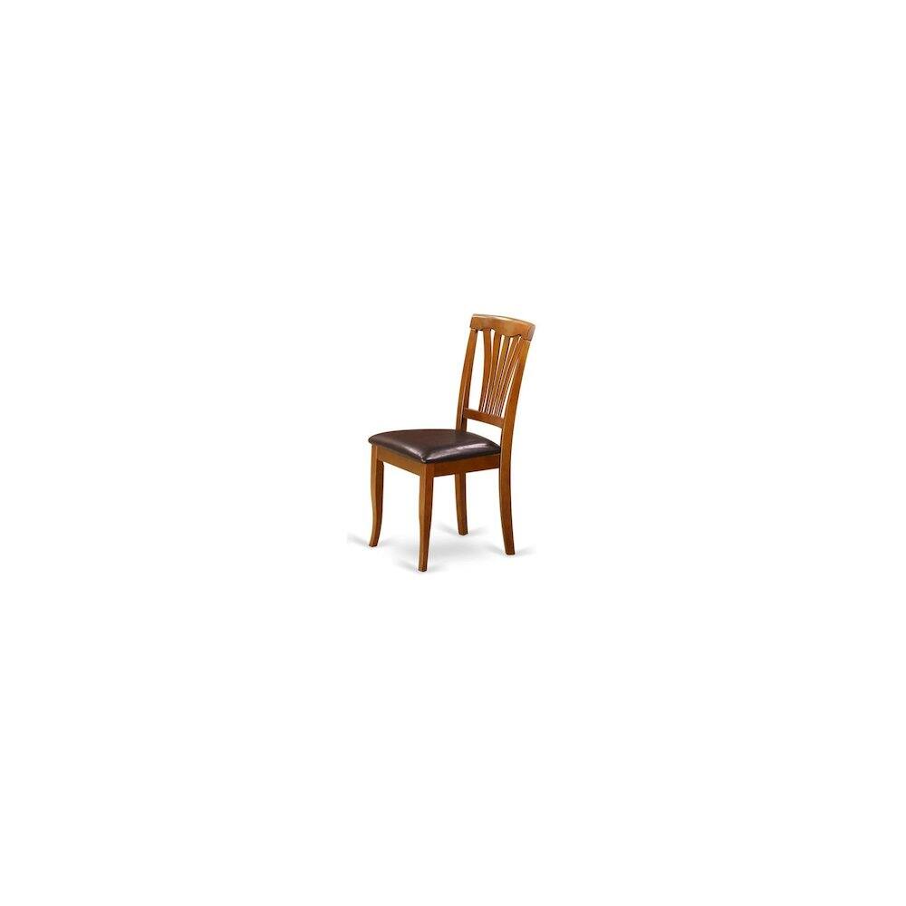 Angle. FurniFact - Elegant Wooden Dining Chairs – Faux Leather Kitchen Chairs - Saddle Brown.