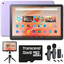 Amazon - Fire HD10 10.1" 32GB Tablet 13th Gen Recording Set for Podcasters - Lilac