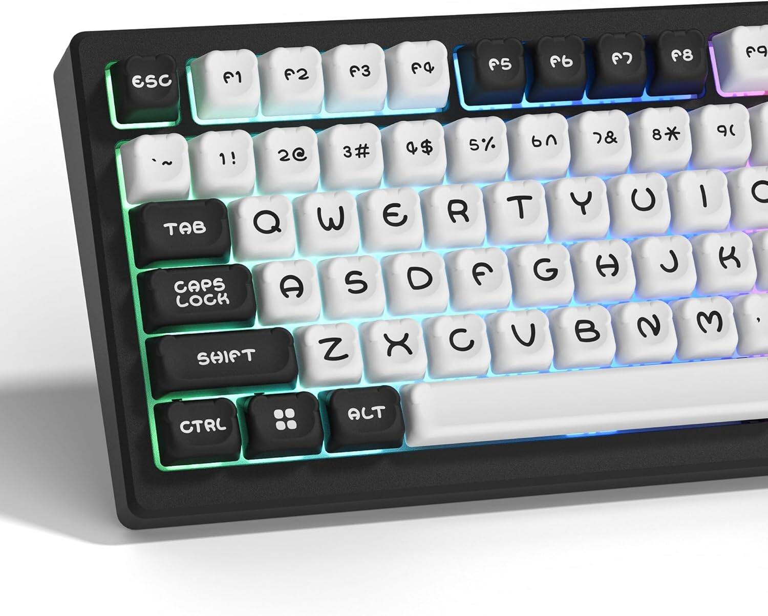 ESC F1 F2 F3 F4 F5 F6 F7 F8 F9  
1! 2@ 3# 4$ 5% 6^ 7& 8* 9(  
TAB Q W E R T Y U I O  
CAPS LOCK A S D F G H J K  
SHIFT Z X C V B N M  
CTRL ALT