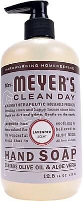 **Hardworking Homekeeping**

**Mrs. Meyer's Clean Day**

**Aromatherapeutic Household Products**

Creating clean and happy homes since 2001. Tough on dirt and grime. Gentle on the earth.

**Lavender** has been valued for its wonderful scent that is soothing & believed to relieve fatigue. All from a herb.

**Hand Soap**

Contains Olive Oil & Aloe Vera

12.5 FL OZ 370 mL