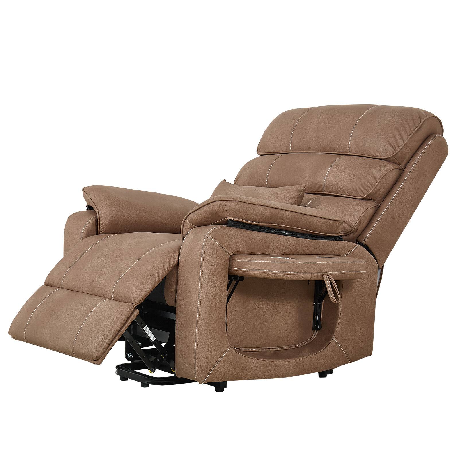 Alt View 5. VEVOR - Power Lift Recliner Chair, Dual Motor, Medium Wide Electric Lift Chair with Heat and Massage for Elderly - Brown.
