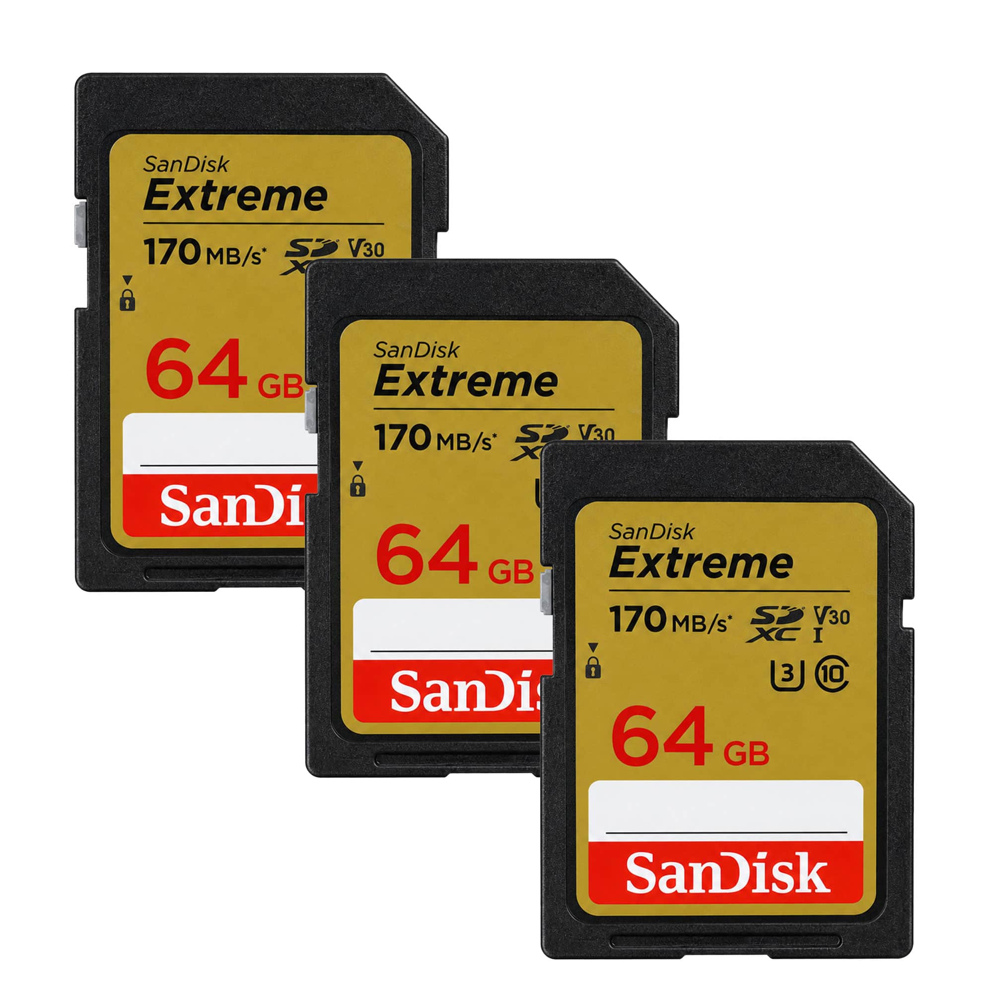 SANDISK - Extreme 64GB SDXC UHS-I Memory Card (x3)