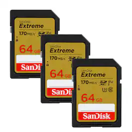 SANDISK - Extreme 64GB SDXC UHS-I Memory Card (x3)