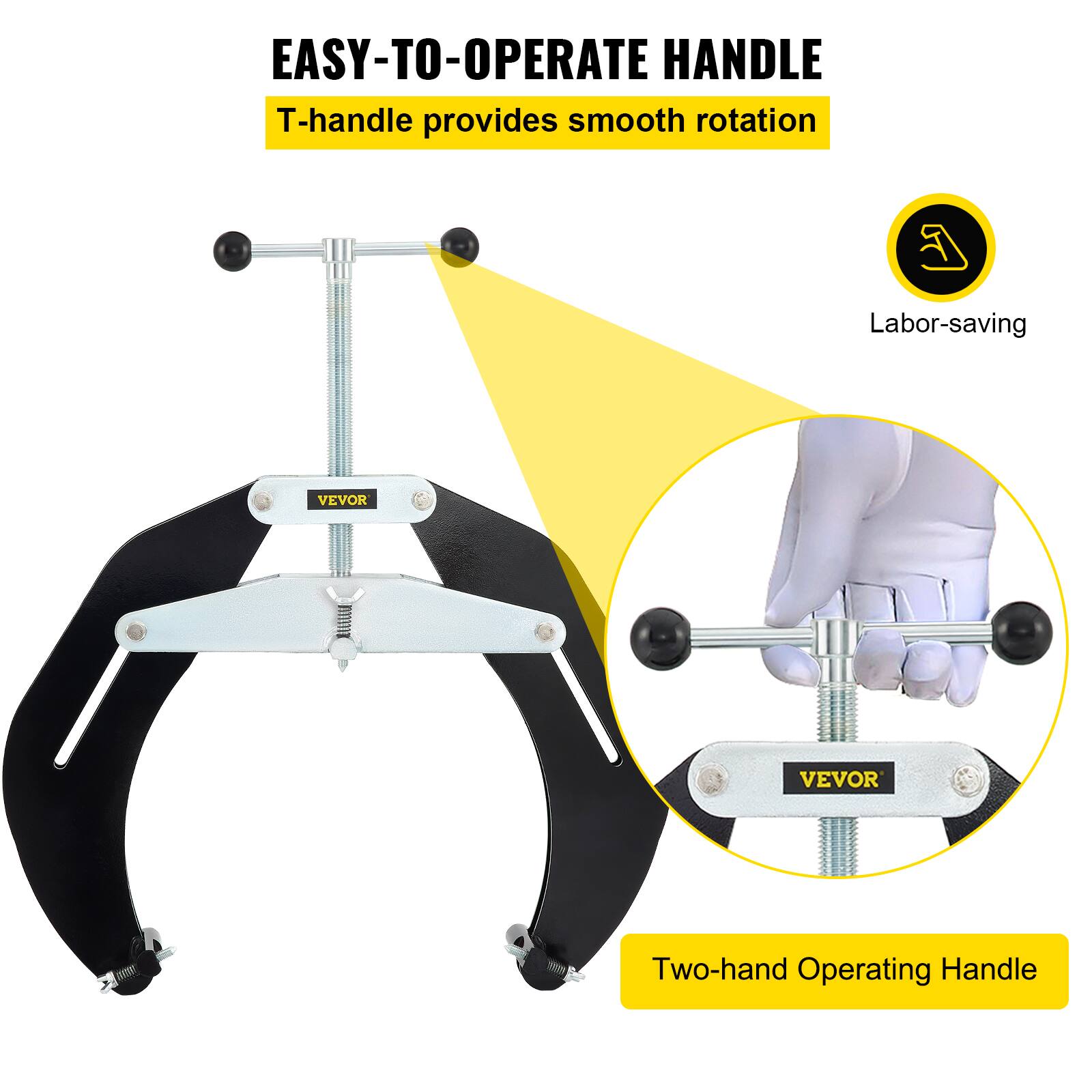 EASY-TO-OPERATE HANDLE  
T-handle provides smooth rotation  
Labor-saving  
VEVOR  
Two-hand Operating Handle