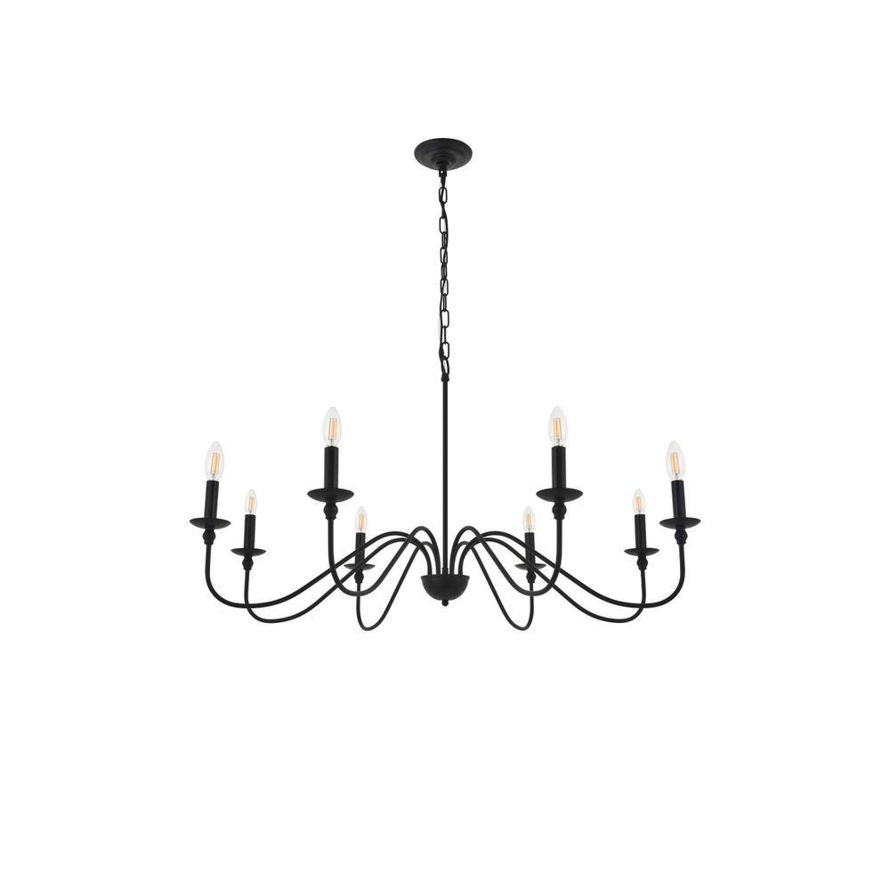 Alt View 6. Living District - Rohan 8 light Matte Black Pendant - Matte Black.