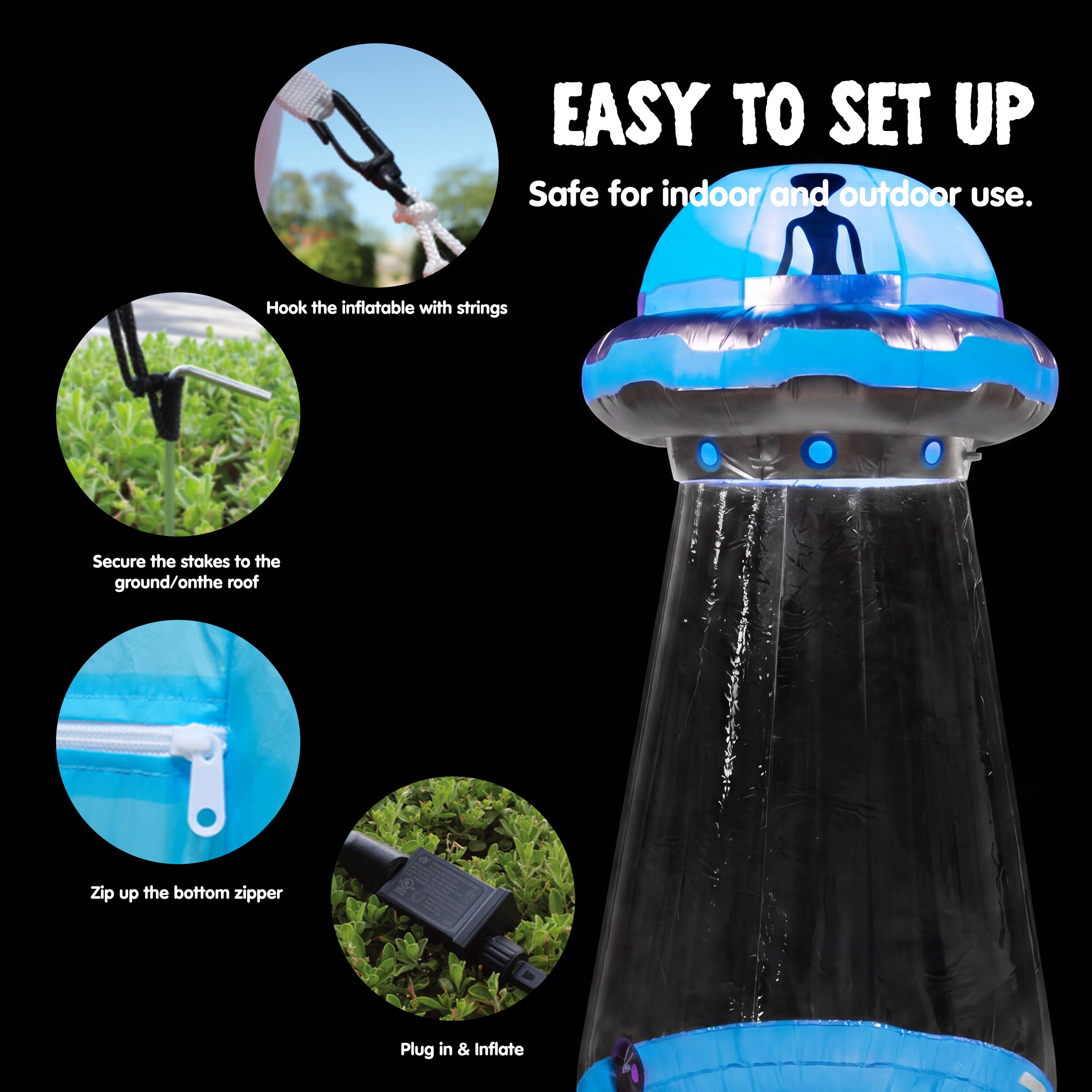Joyfy 9FT Tall Halloween Inflatable UFO Outdoor Decoration, Built in ...