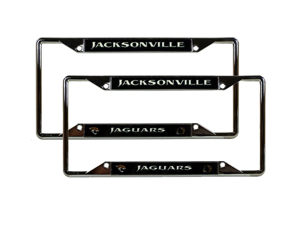 Jacksonville Jaguars Chrome (2) EZ View License Plate Frame Set