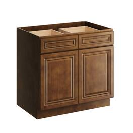 Boyel Living - 36 Inch Base Cabinet with Solid Wood Door and Soft-Close Features - Dark Caramel