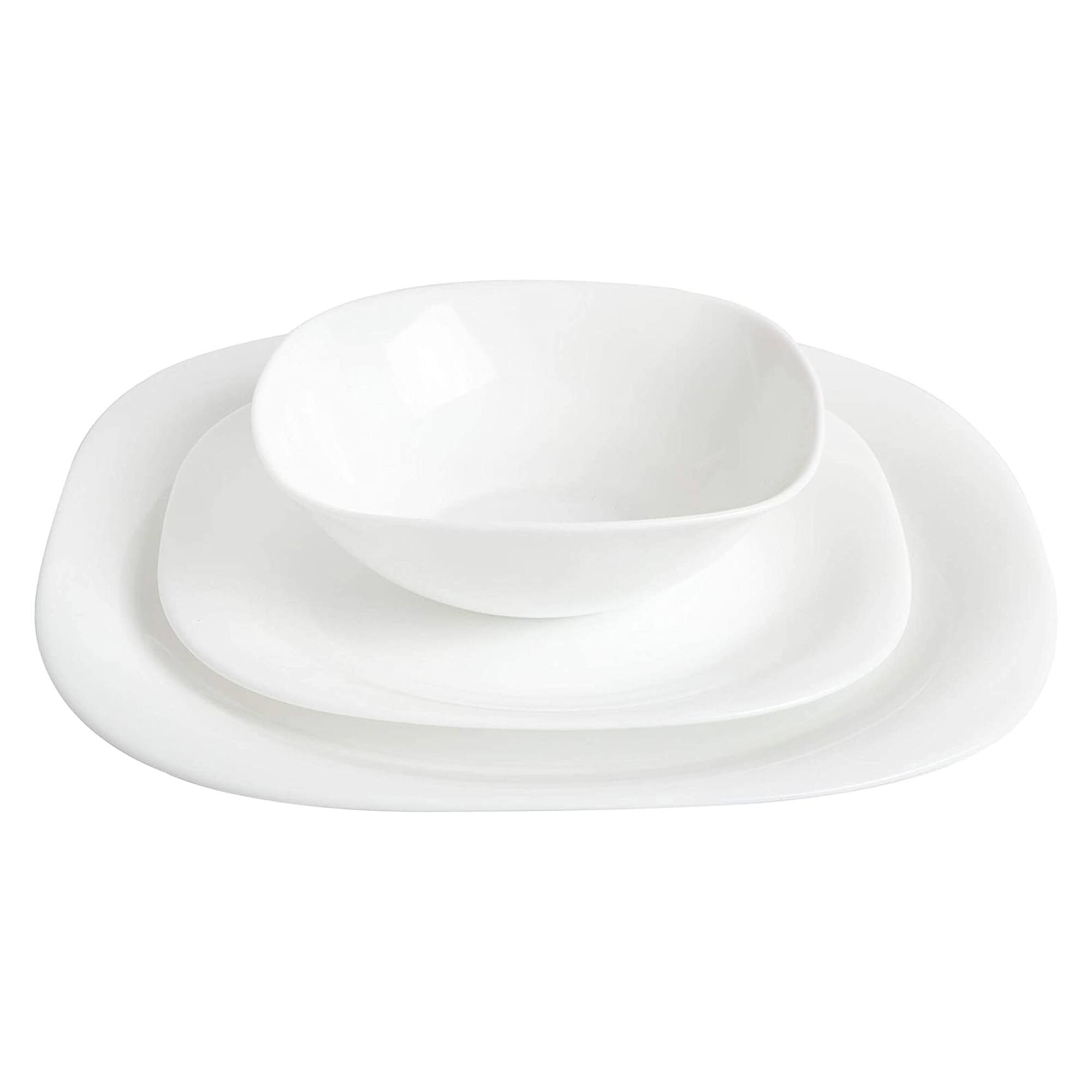 Alt View 10. Gibson - Gibson Home Break and Chip Resistant Square Dinnerware Set, Service for 6, Opal - Opal Glass - Square.