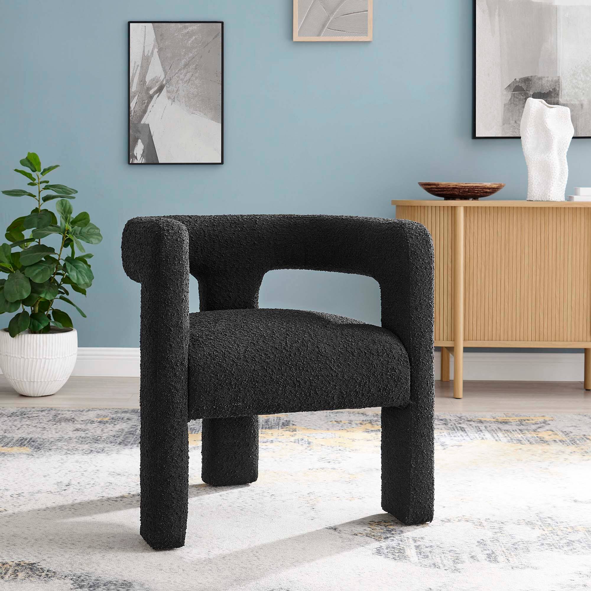 Alt View 4. Modway - Kayla Boucle Upholstered Armchair by Modway - Black.