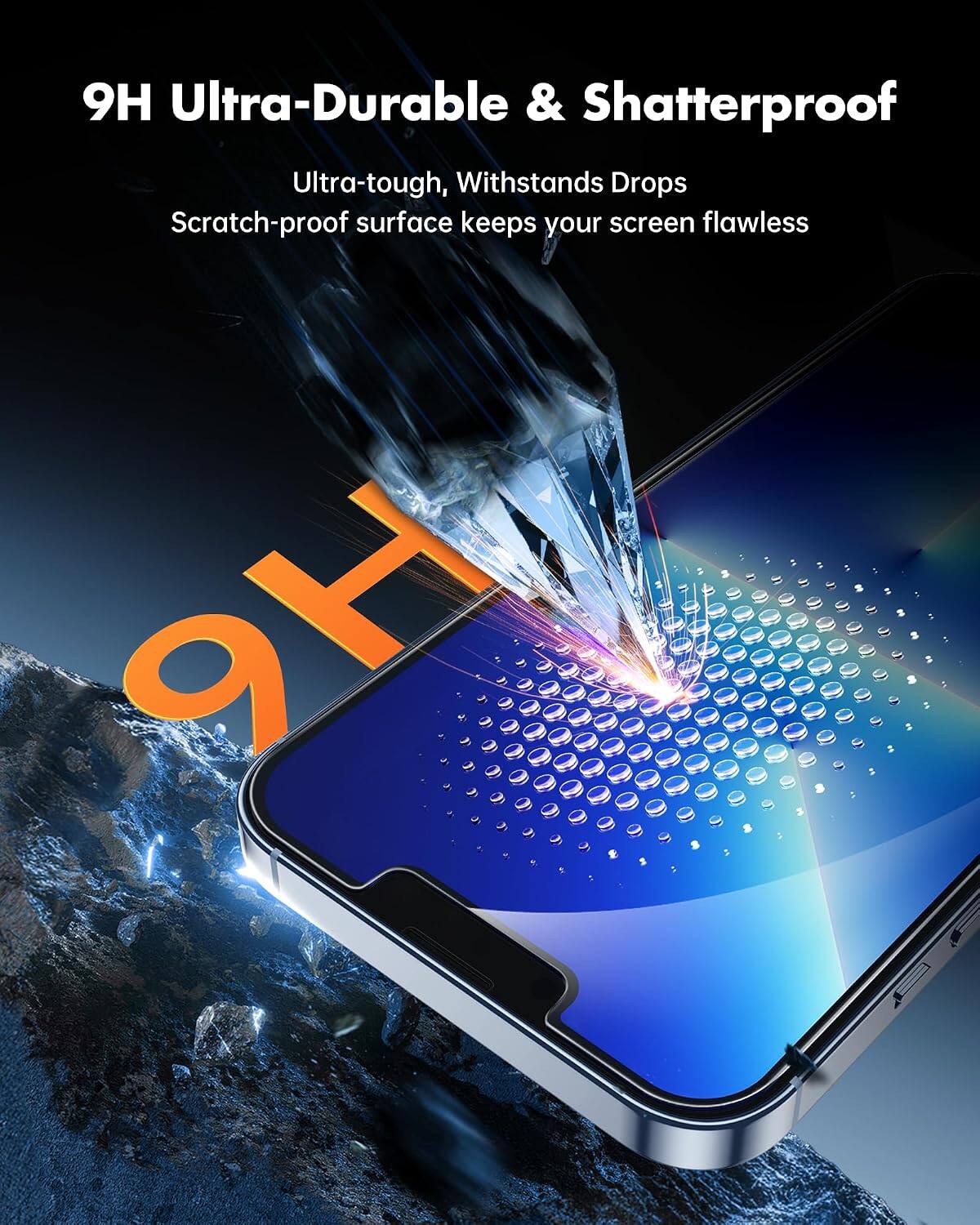 9H Ultra-Durable & Shatterproof  
Ultra-tough, Withstands Drops  
Scratch-proof surface keeps your screen flawless