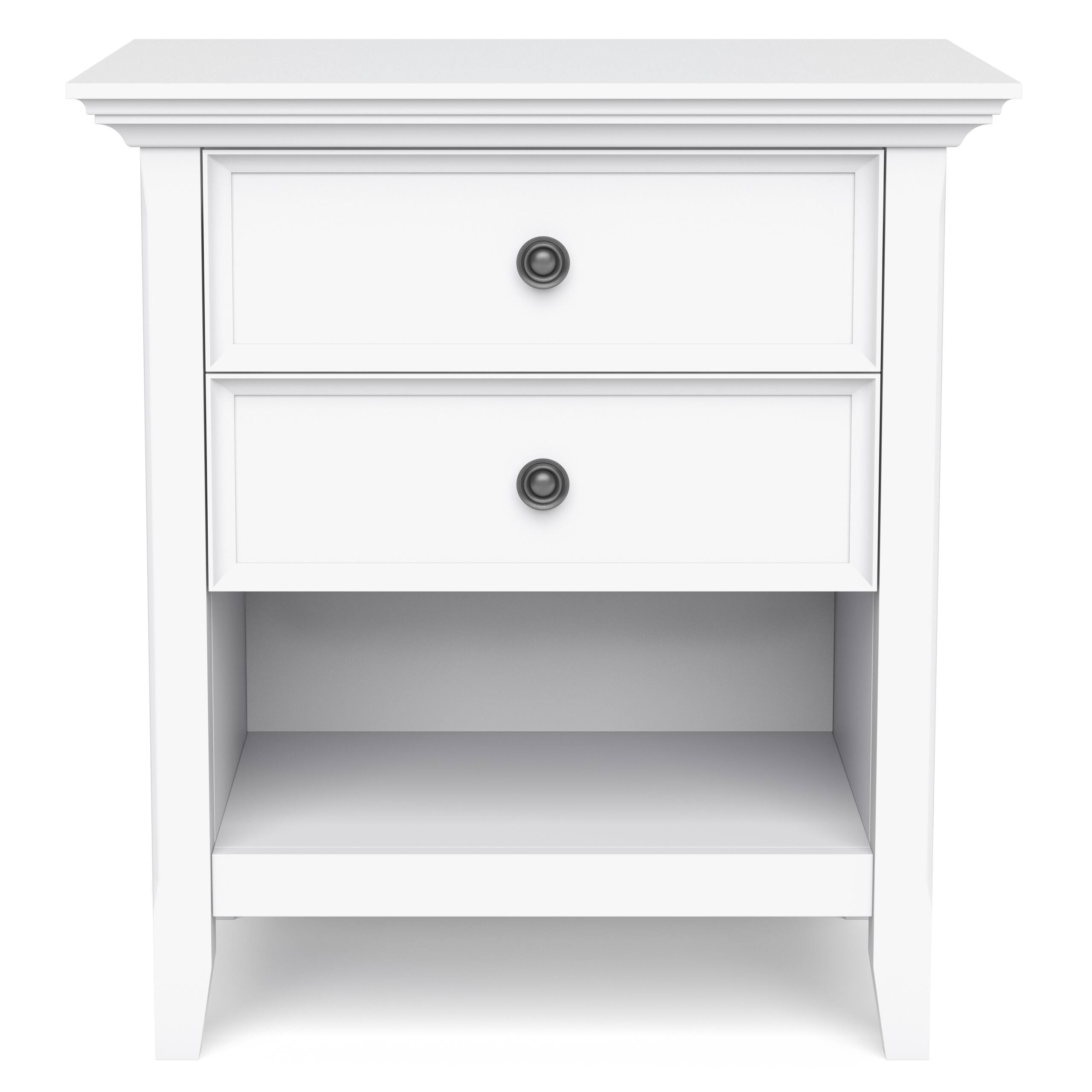 Left. Simpli Home - Amherst Bedside Table - White.