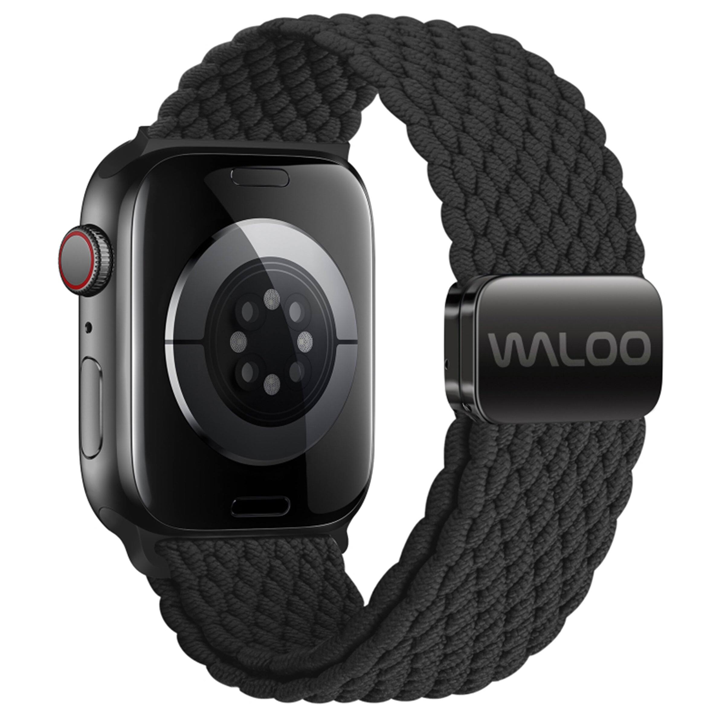 Left. Waloo - Magnetic Braided Nylon Loop Band - 40/41/42mm - Black - Black.