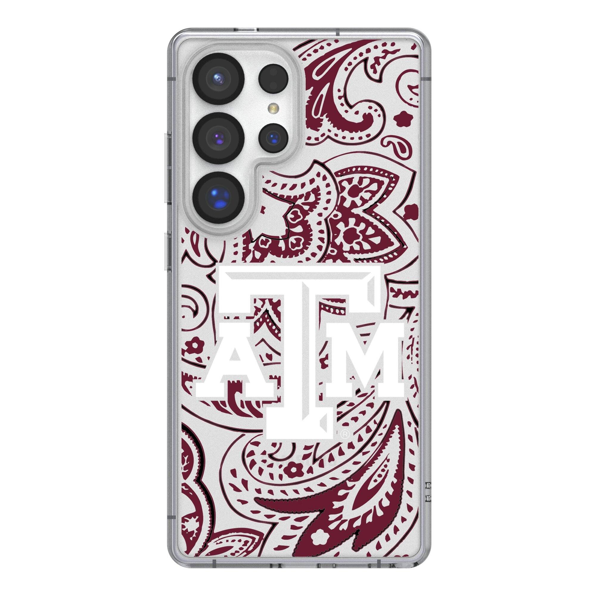 Front. Keyscaper - Texas A&M Aggies Paisley Galaxy Clear Case - S24 Ultra - Multicolor.