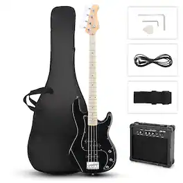 Winado - 4 String Electric Bass Guitar, Full Size Standard Right Handed Rosewood Fingerboard Beginner Kit with Cable Wrench Tool