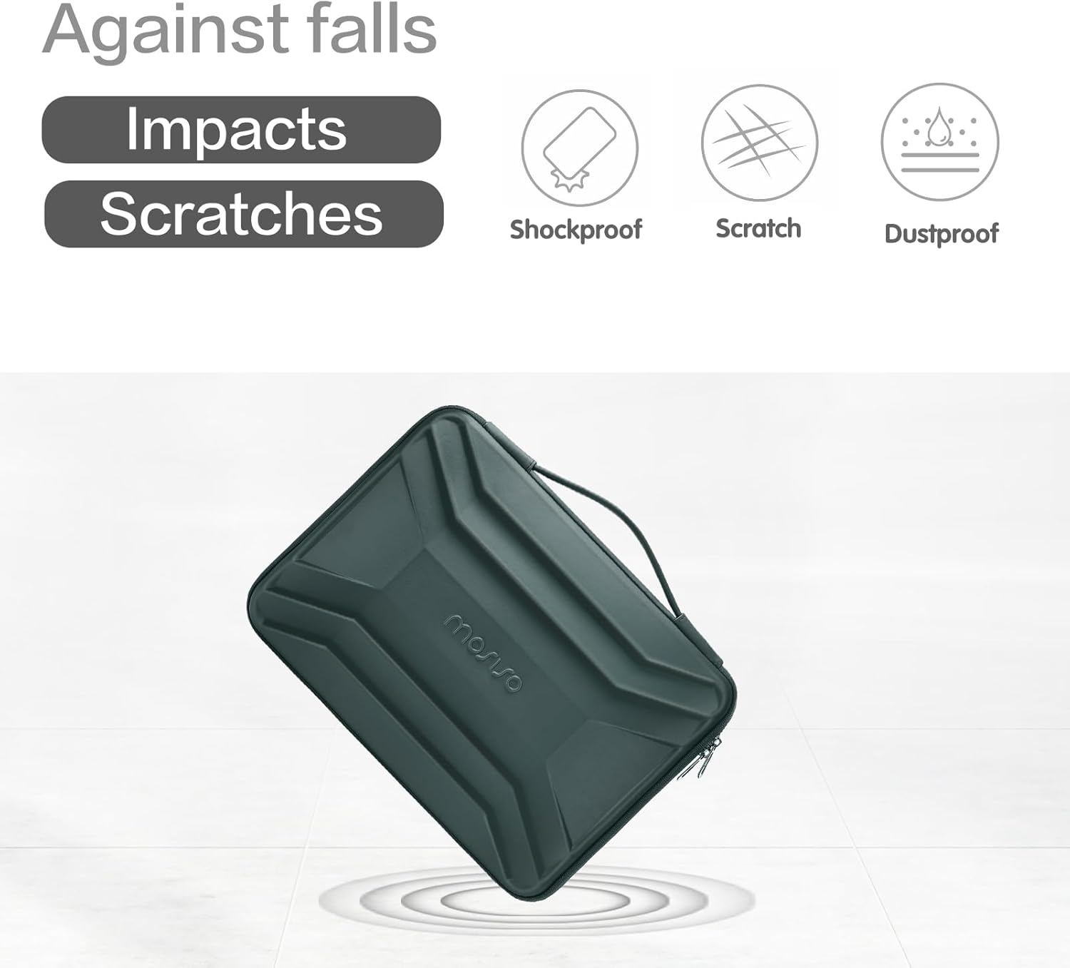 Against falls  
Impacts  
Scratches  

Shockproof  
Scratch  
Dustproof