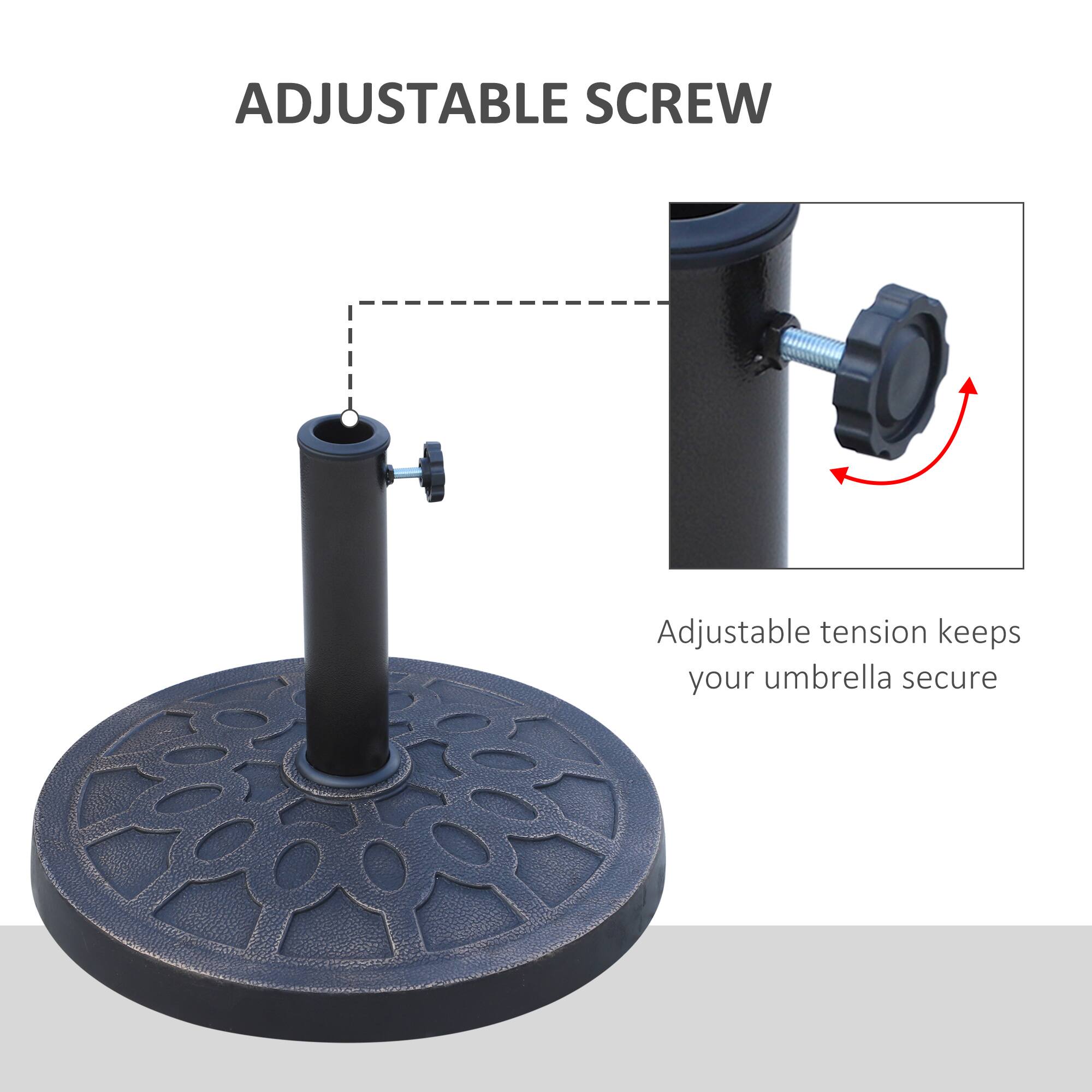 ADJUSTABLE SCREW
Adjustable tension keeps your umbrella secure