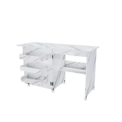Front. Glintex - 4-in-1 Folding Sewing Table with Lockable Wheels – Multi-Functional Craft Station, End Table, Computer Desk with Shelves - White.