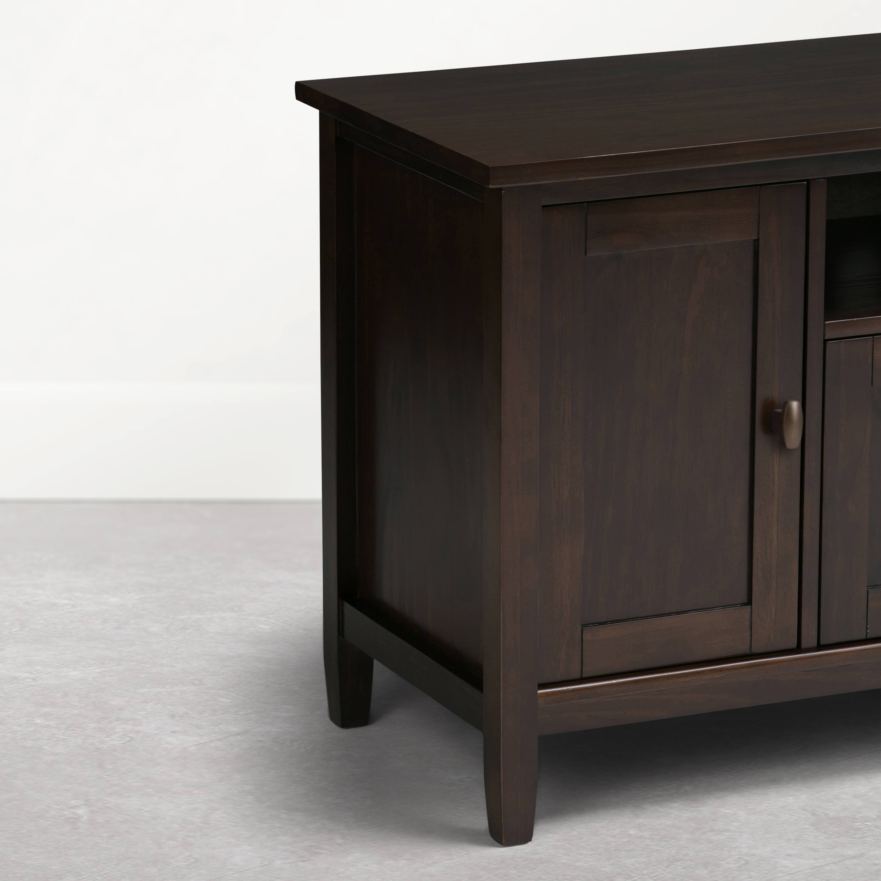 Alt View 1. Simpli Home - Warm Shaker 72 inch Wide Solid Wood TV Stand, Mocha Brown - Mocha Brown.