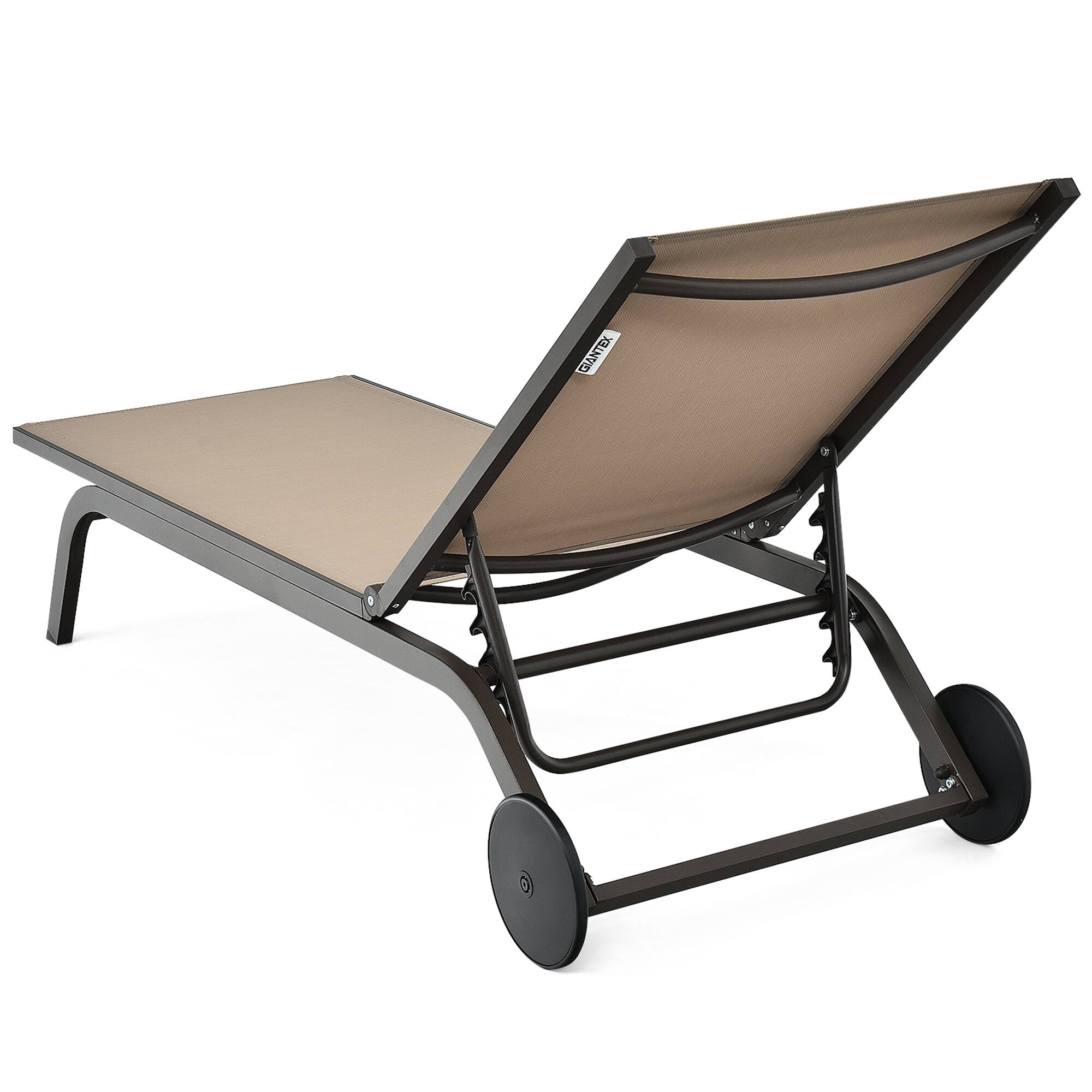 Alt View 5. Gymax - Gymax Patio Chaise Lounge Chair Aluminum Adjustable Recliner w/ Wheels Brown - Brown.