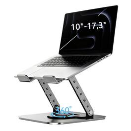 HongFei - "Laptop Stand, Laptop Stand for Desk with 360° Rotating Base, Ergonomic Laptop Riser with Adjustable Height" - Gray