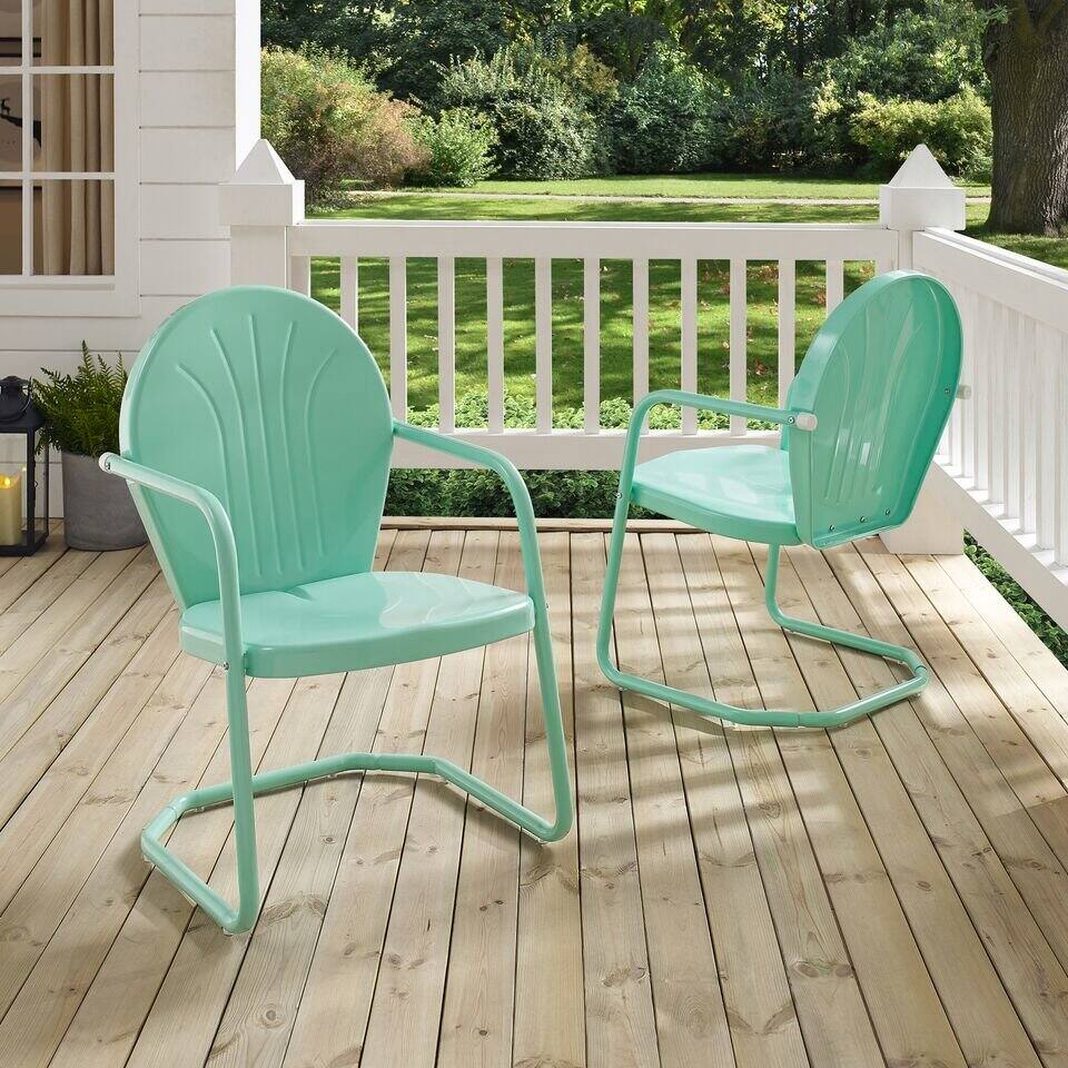 Alt View 7. Crosley Furniture - Griffith Retro Outdoor Chair - Aqua Gloss.