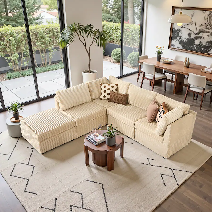Ovios 5 PCS Modular Sectional Sofa L Shaped Sofa Couch with Ottoman for ...