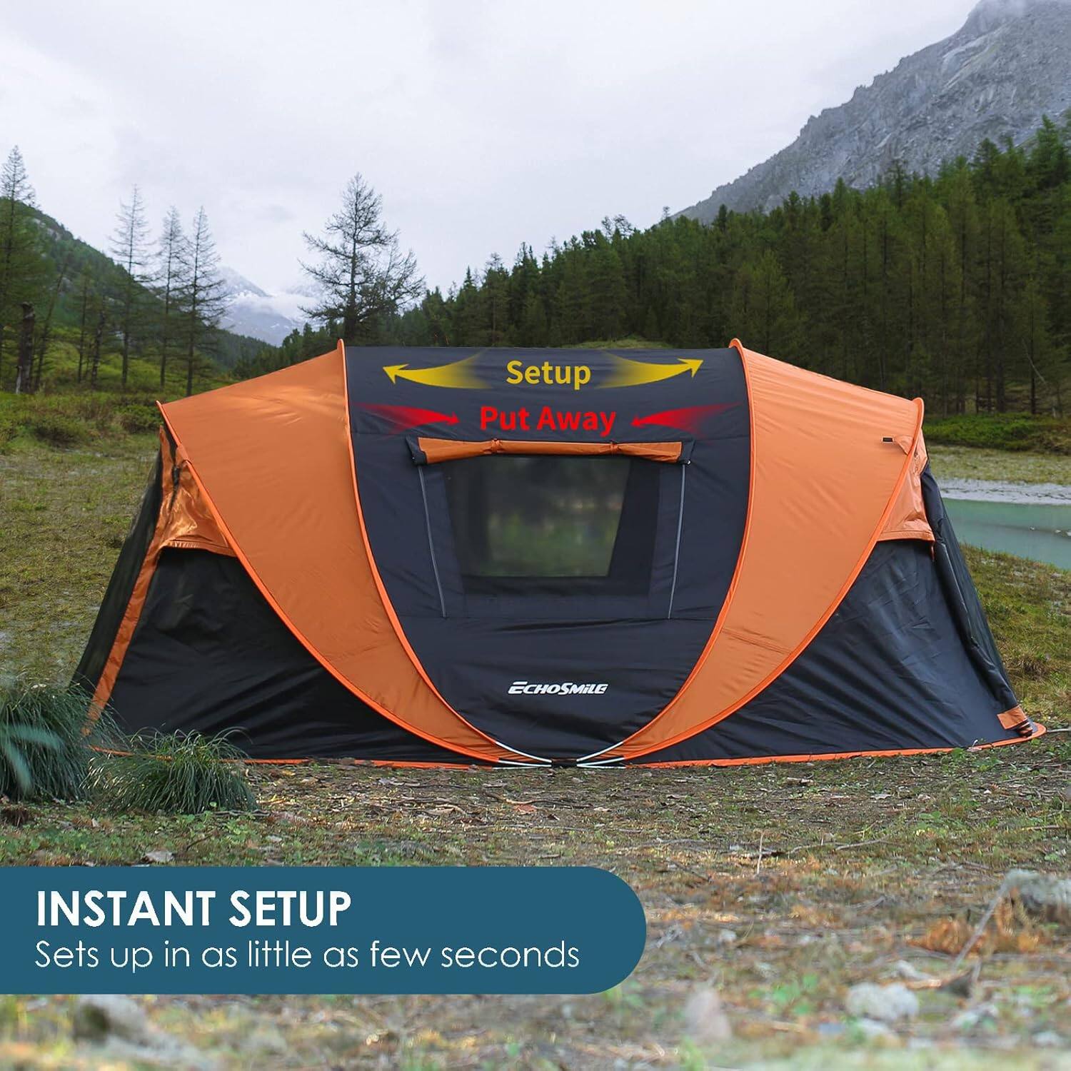 Setup, Put Away, ECHOSMILE, INSTANT SETUP, Sets up in as little as few seconds