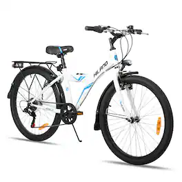HILAND - Sentry+ 24 Inch Kids Bike for Boys Girls Ages 7-15, Children's Bicycle with Rear Rack & Kickstand, Youth Bike - White