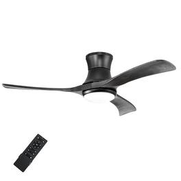 Costway - 52 Inches Ceiling Fan with LED Light, Remote Control,6 Wind Speeds and 8H Timer - Black
