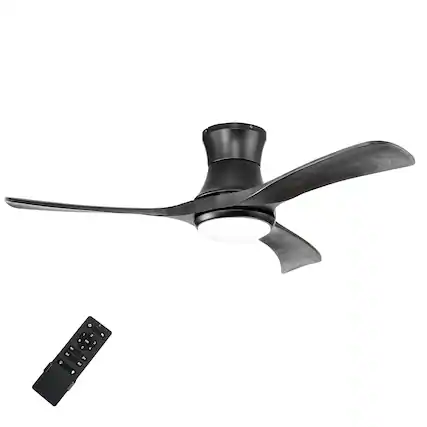 Front. Costway - Costway 52 Inches Ceiling Fan with LED Light, Remote Control,6 Wind Speeds and 8H Timer - Black.