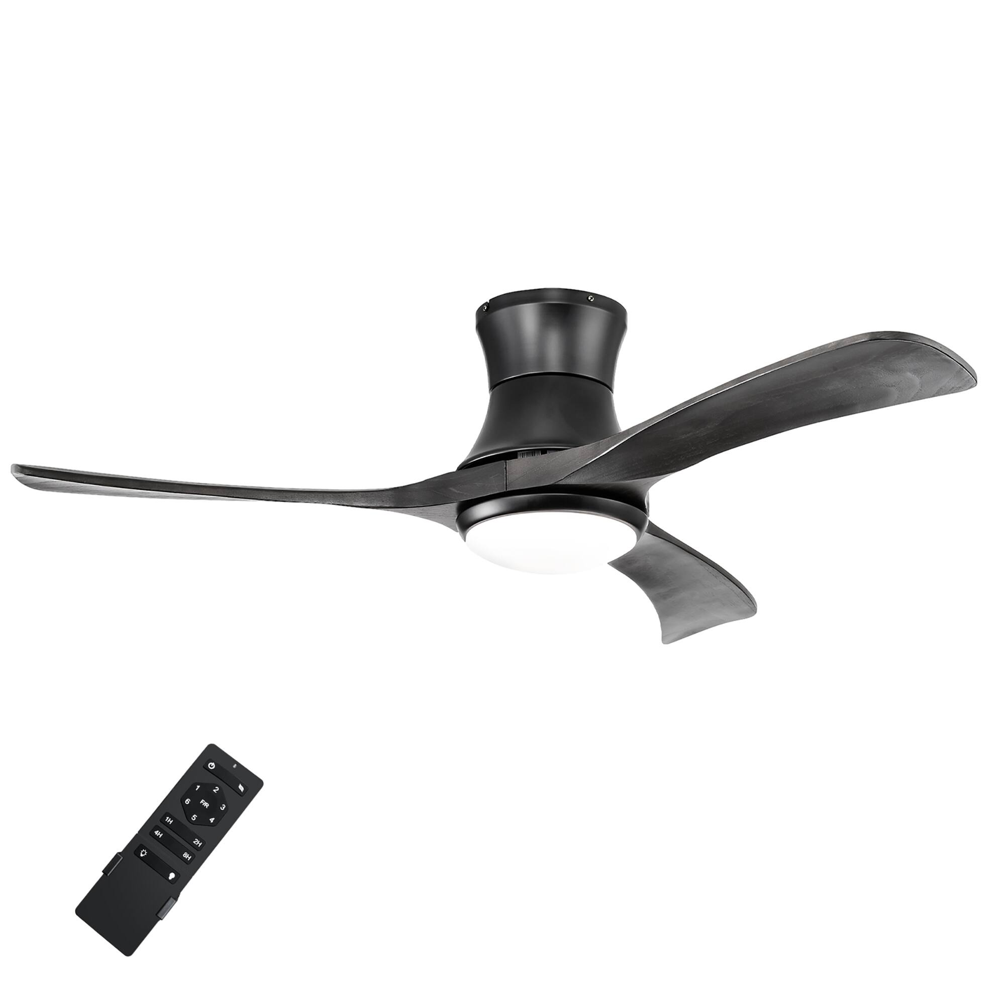 Front. Costway - Costway 52 Inches Ceiling Fan with LED Light, Remote Control,6 Wind Speeds and 8H Timer - Black.