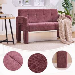 GOODSILO - Modern Double Armchair Sofa for Living Room and Bedroom with Dual Armrests and Comfortable Seating - Wine Red