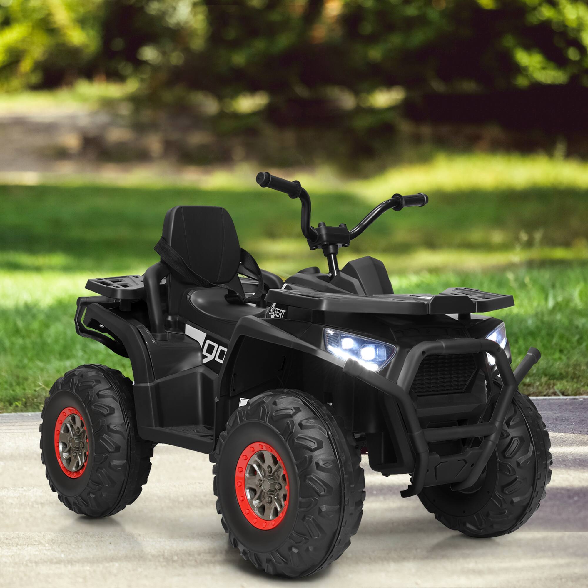 Alt View 2. Gymax - Gymax 12V Electric Kids Ride On Car ATV 4-Wheeler Quad w/ LED Light Black - Black.